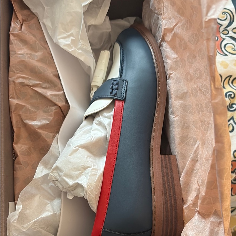 Franco Sarto Black and Red Loafers with Classic Silhouette